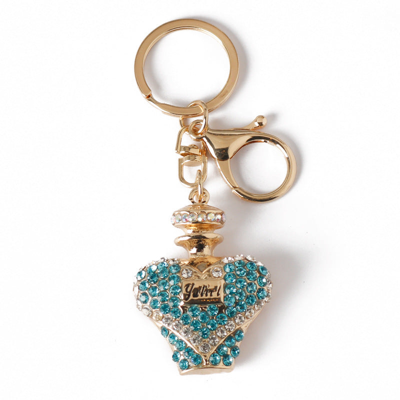 Wholesale Full Diamond Perfume Bottle Alloy Key Ring